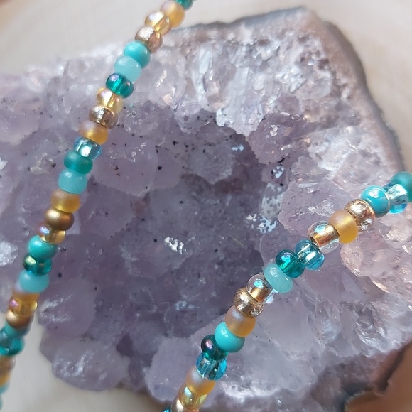 Beach Glass Necklace, Sea glass Necklace, Boho, Blue - Picture 9 of 12